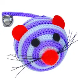 Ball Cat Toys Cartoon Stripe Pet Supplies Nylon Rope Round Ball Mouse Long Tail Toy for Cat