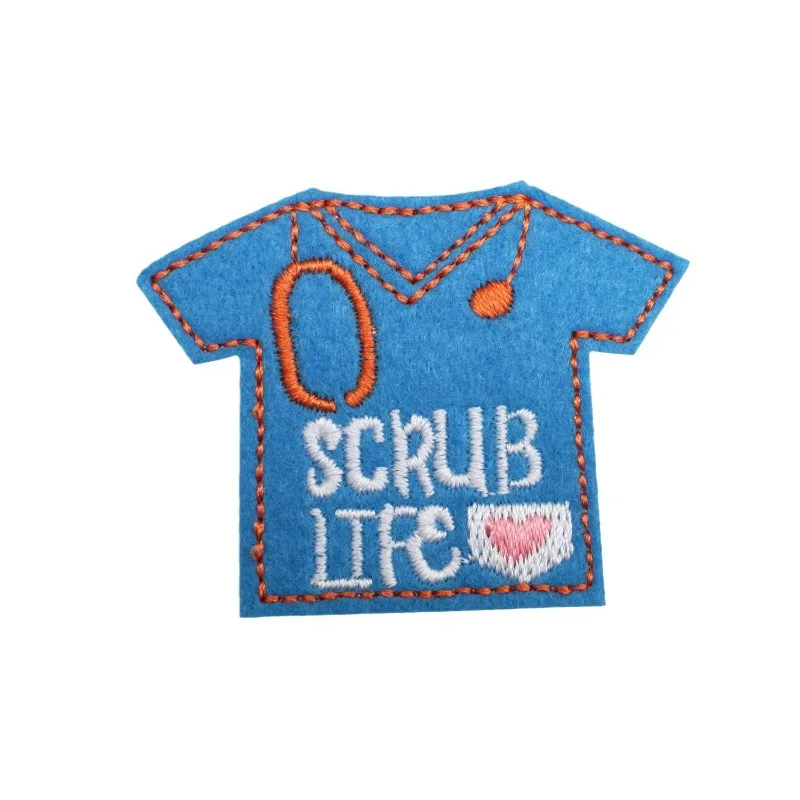 Doctor Medicine Heart Injection Syringe Iron-On Embroidered Badge Patch for DIY Hole T-shirt Backpack Clothing Applique Sticker