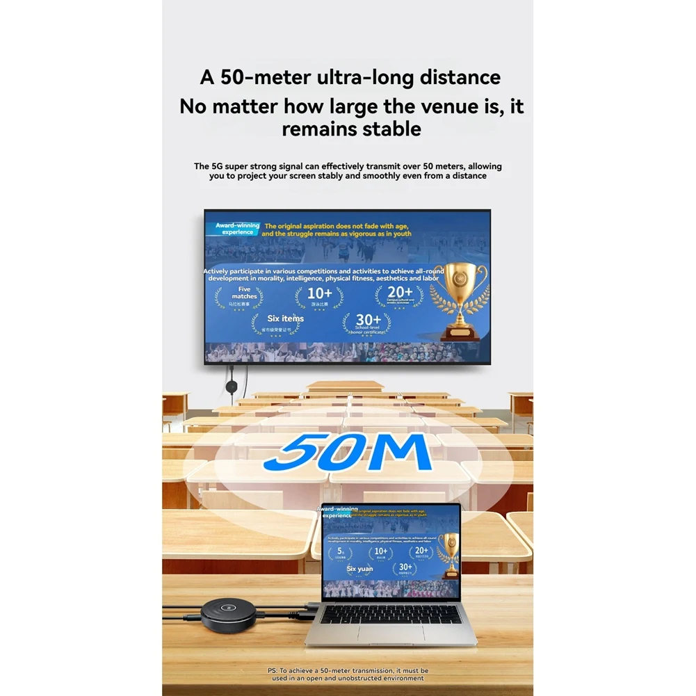 【NUOVISSIMO】Estensore wireless 5G 1080P 50M - Trasmettitore audio video compatibile e interruttore di condivisione dello schermo del ricevitore