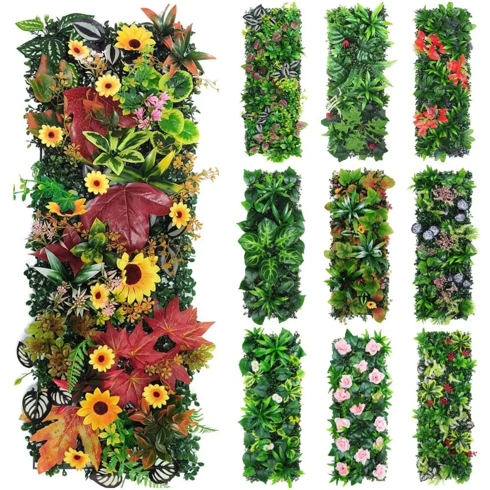 DIY Artificial Plant Wall Panel Flower UV Protection Artificial Eucalyptus Carpet No Watering 75x25cm Artificial Fern Grass