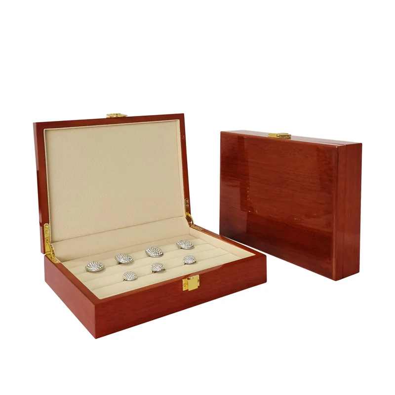 High-End Wooden Jewelry Storage Box for Ring Earring Cufflink Display Case Elegant jewelry Collection Accessories Organizer