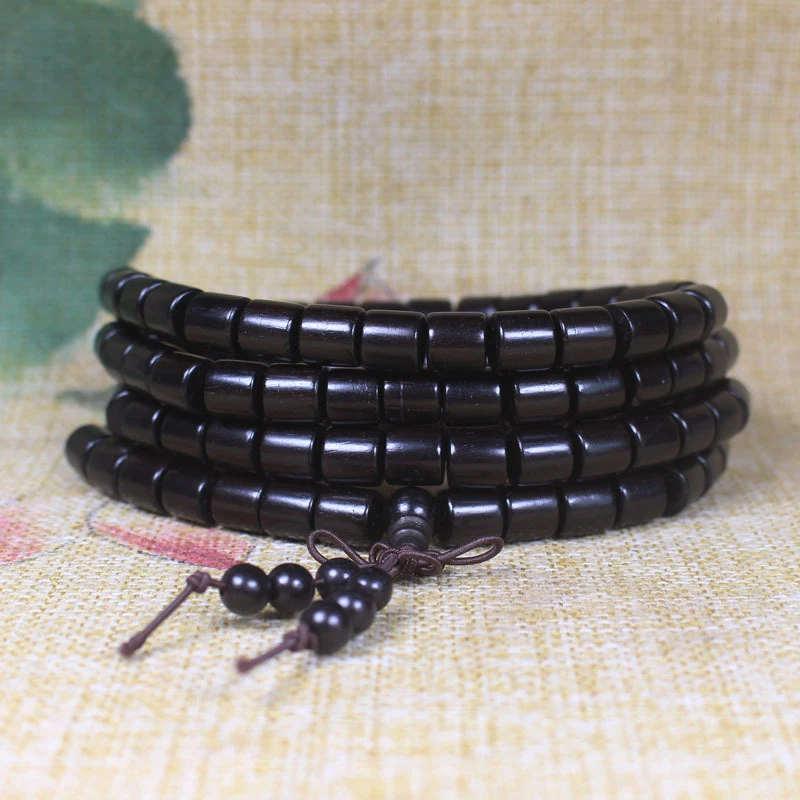 

Ebony Wood Bead 8mm 108 Beads Buddhist Prayer Beads Fashionable Unisex Jewelry Bracelet