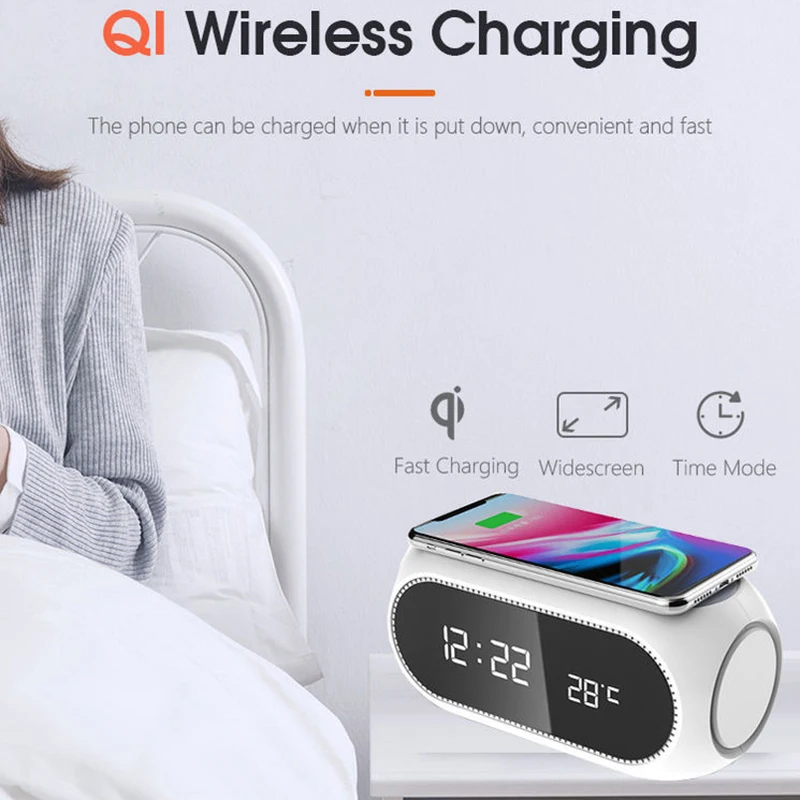 Temperature Date Display Digital Alarm Clock 15W Wireless Charger