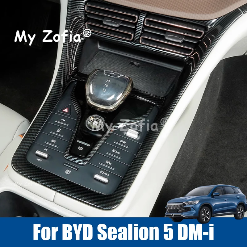 

For BYD Sealion 5 DMI 2025 2026 Car ABS Carbon Fiber Grain Interior Decoration Button Panel Cover Trim Stickers Accessories