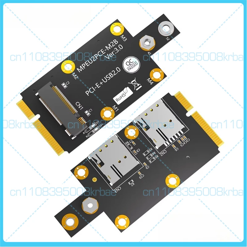 

Адаптерная карта M.2 Key B для Mini PCI-E с двумя слотами для NANO SIM-карт, поддерживающая модули 3G/4G/5G.