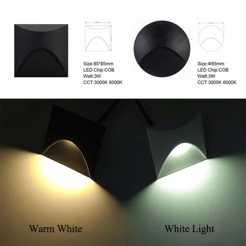 Настенный светильник WAAJEA LED 3Вт IP65 - белый/черный/серый — фото устройства