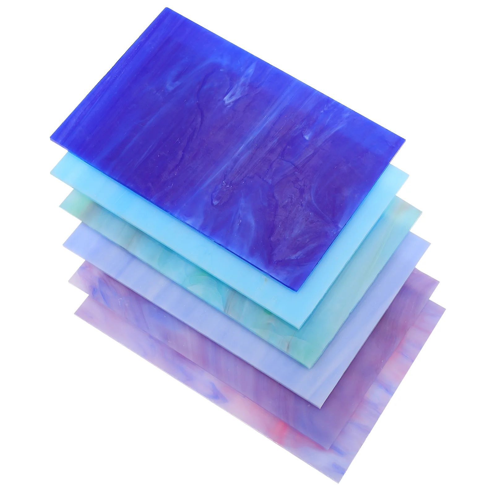 Transparent Stained Glass Sheet Tiles: 6pcs Blue Purple Cathedral Colored Glass Glass Mosaic Glass Tile for Stained Glass