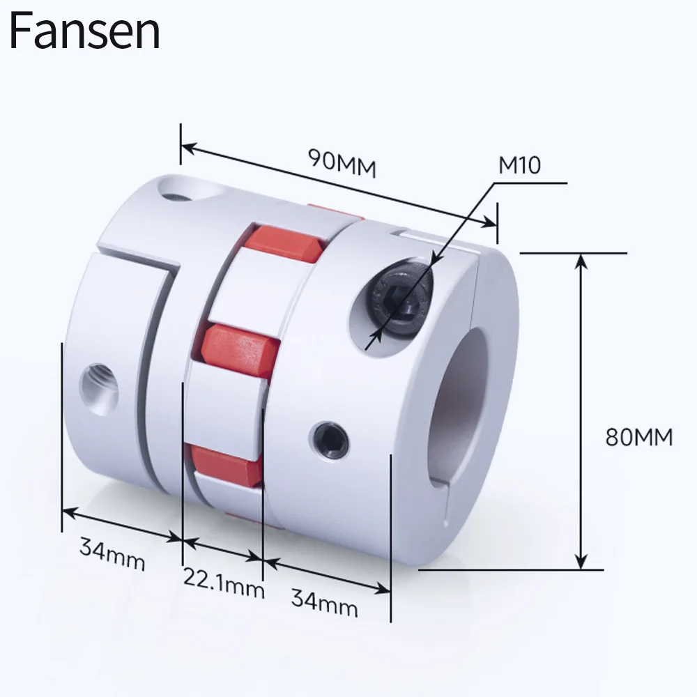 Fansen Jaw Shaft Coupler D80L90 Spider Flexible Motor Aluminium Flexible Coupling Encoder Connector20/25/28/30/35/38/40/42/45 mm