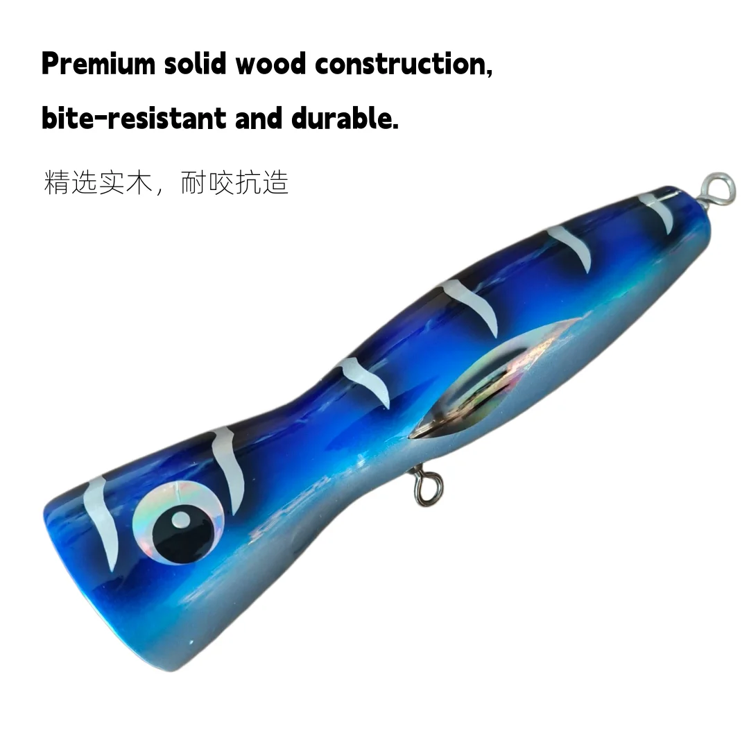 

Swolfy 1pc 19cm 121g Wooden Hard Fishing Lure Handmade Wood Bait for Large Predator Fish Topwater Tackle