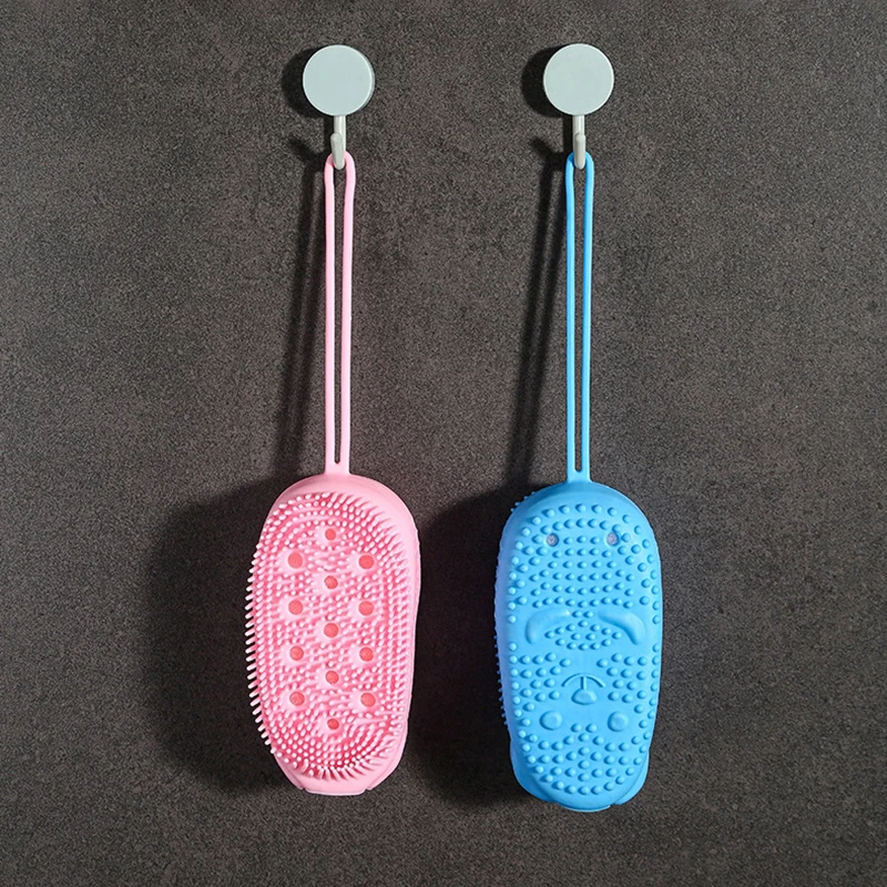 Double Sided Exfoliating Scrub Sponge Bubble Bath Brush Massager Skin Cleaner Cleaning Pad Silicone Bathroom Accessories