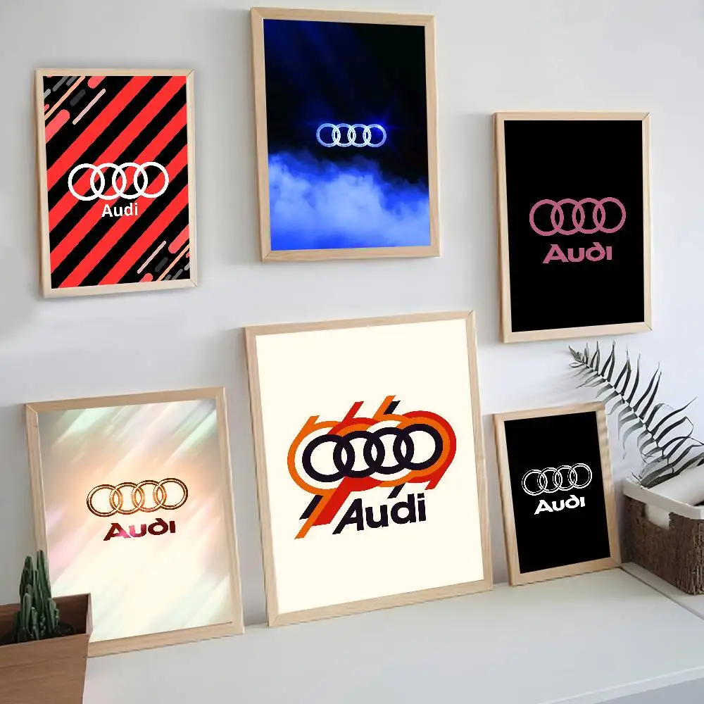 A-Audis Logo Movie Sticky Posters Retro Kraft Paper Sticker DIY Room Bar Cafe Aesthetic Art Wall Painting