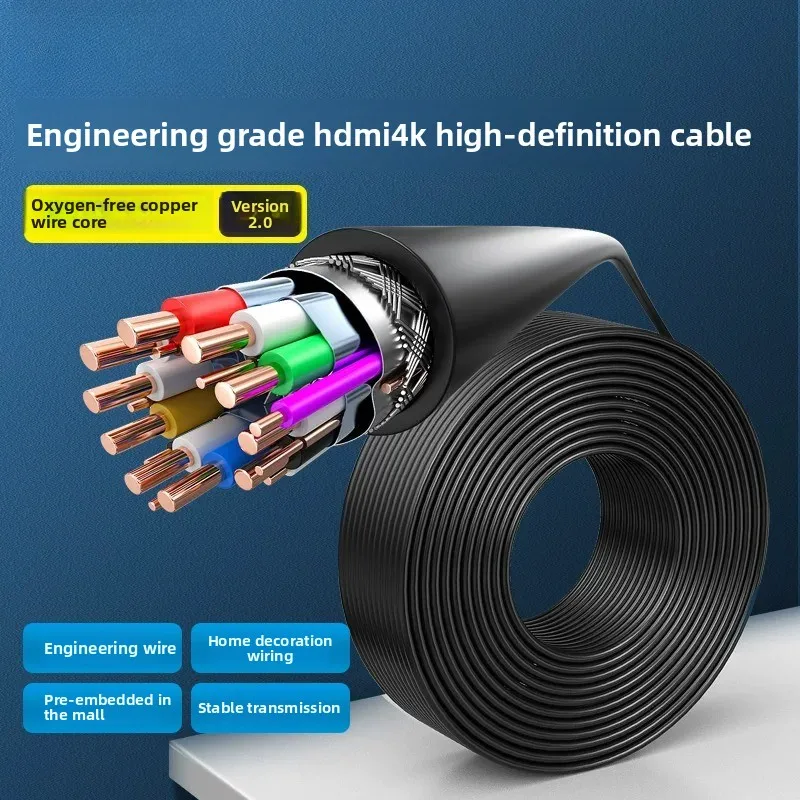 1m/set Oxygen-Free Copper HDMI 2.0 Cable 4K High Speed, Bulk Spool Engineering Wire for In-Wall Installation