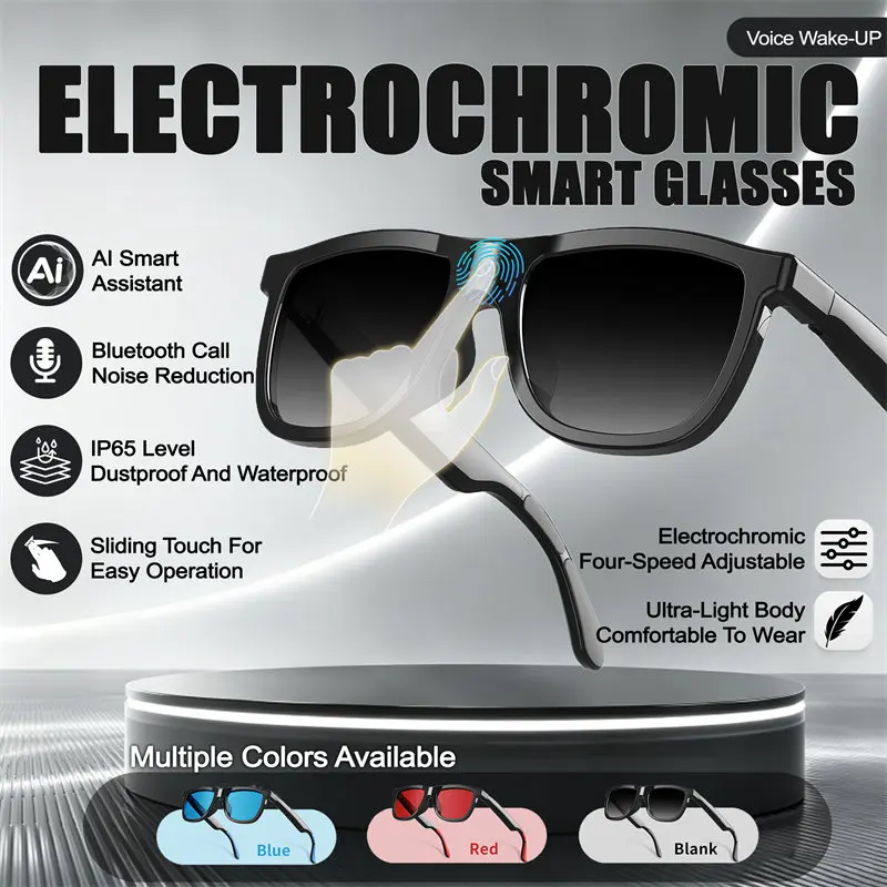 Image of Neue Touch-Farbwechsel-Smart-Brille mit KI-Übersetzung, Doppelmikrofon, Bluetooth-Anruf, Geräuschunterdrückung und UV-Schutz