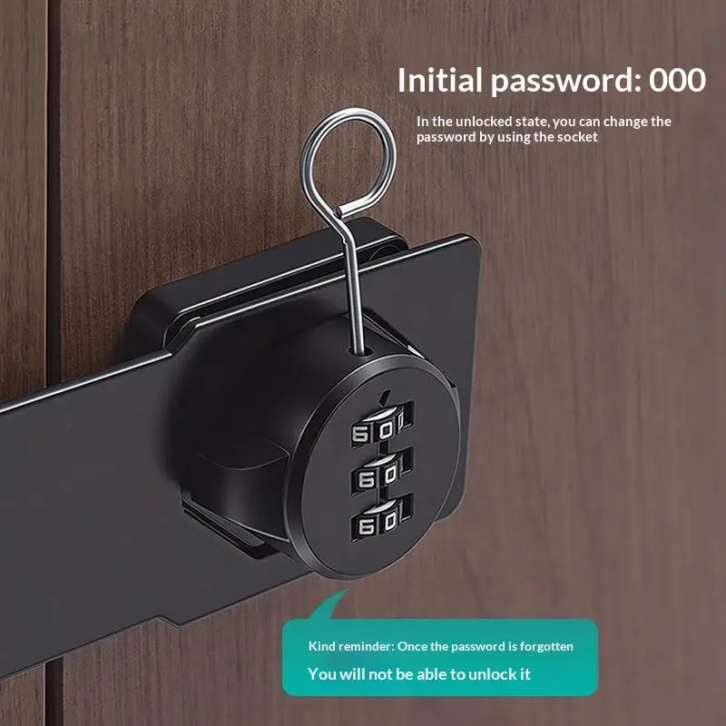 Cabinet Password Lock Drawer Lock 3-Digit Combination Password Lock Security Door Bolt Anti-theft Household Cabinet Hardware