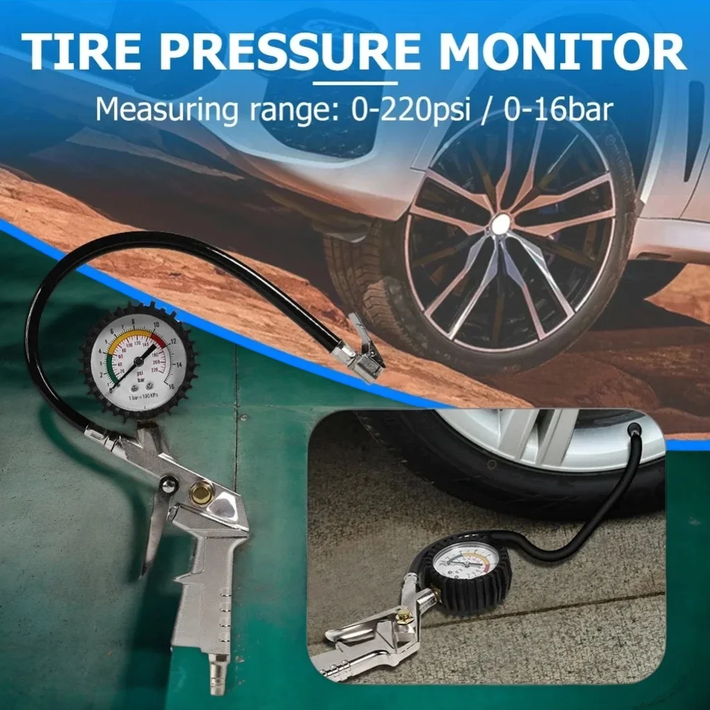 مسدس ضغط الإطارات الاحترافي - مضخة نفخ للسيارات وسيارات الدفع الرباعي والدراجات النارية وضواغط الهواء