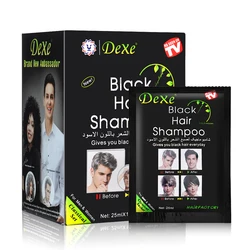 10Pcs 20Pcs Dexe Black Hair Shampoo 5 Mins Dye Hair Into Black Herb Natural Faster Black Hair Restore Colorant Shampoo Treatment