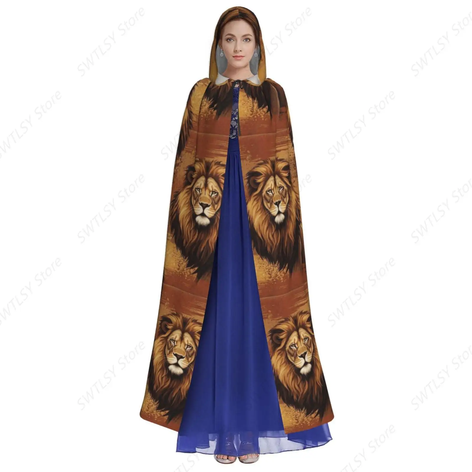 Lions Animal King Halloween Costumes Cosplay Women Men Hooded Party Cloak Dress Witch Cape Compatible