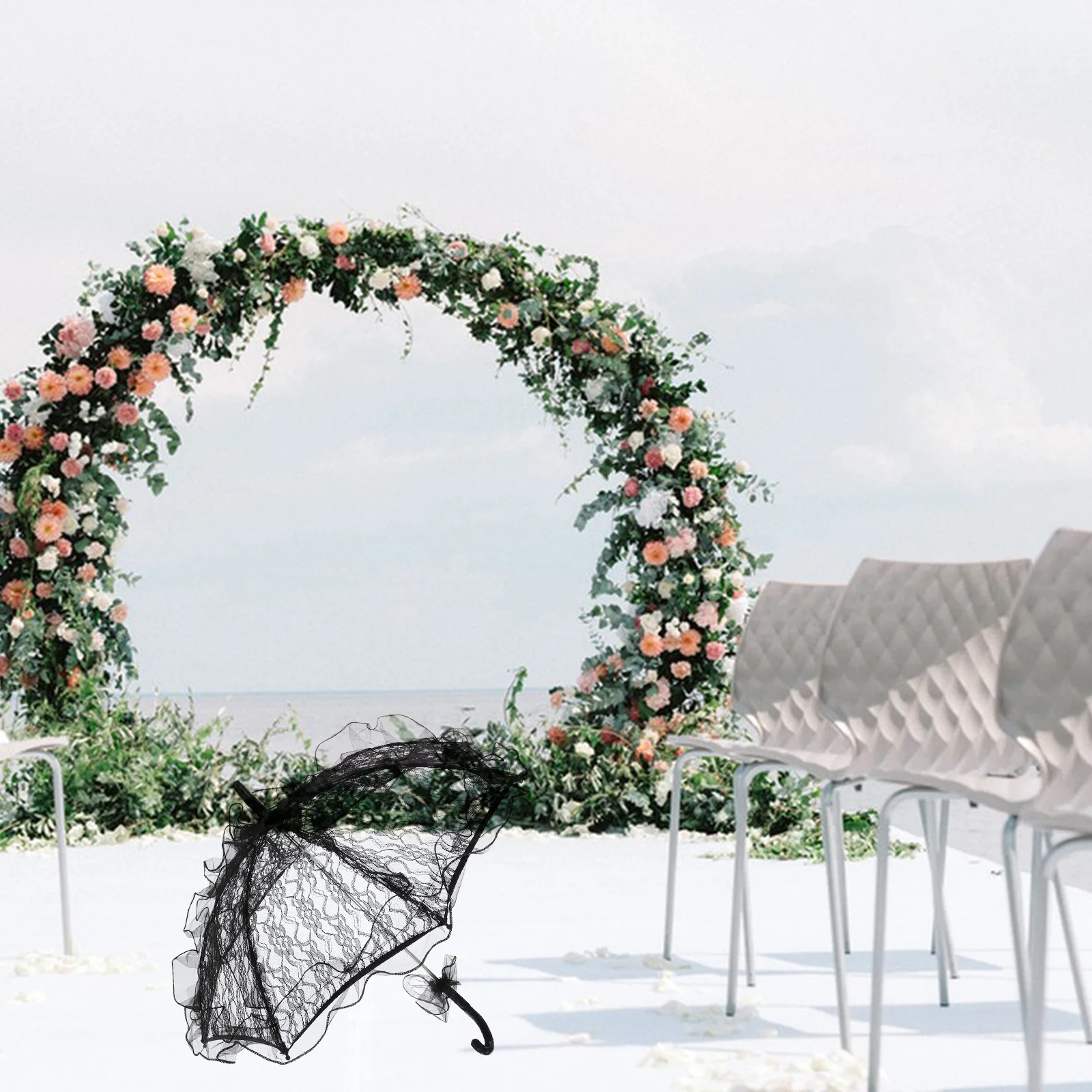 

Lace Umbrella For Weddings Bridal Parasol Black Bridesmaid Wedding Photo Prop Decorative Tea Party Umbrella Lightweight