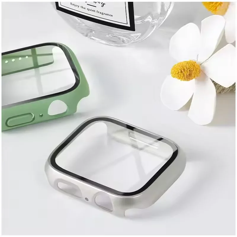

Закаленное стекло + чехол для Apple Watch series 10, 42 мм, 46 мм, матовый жесткий бампер для ПК, защитный чехол для экрана iWatch 10 42/46, аксессуары