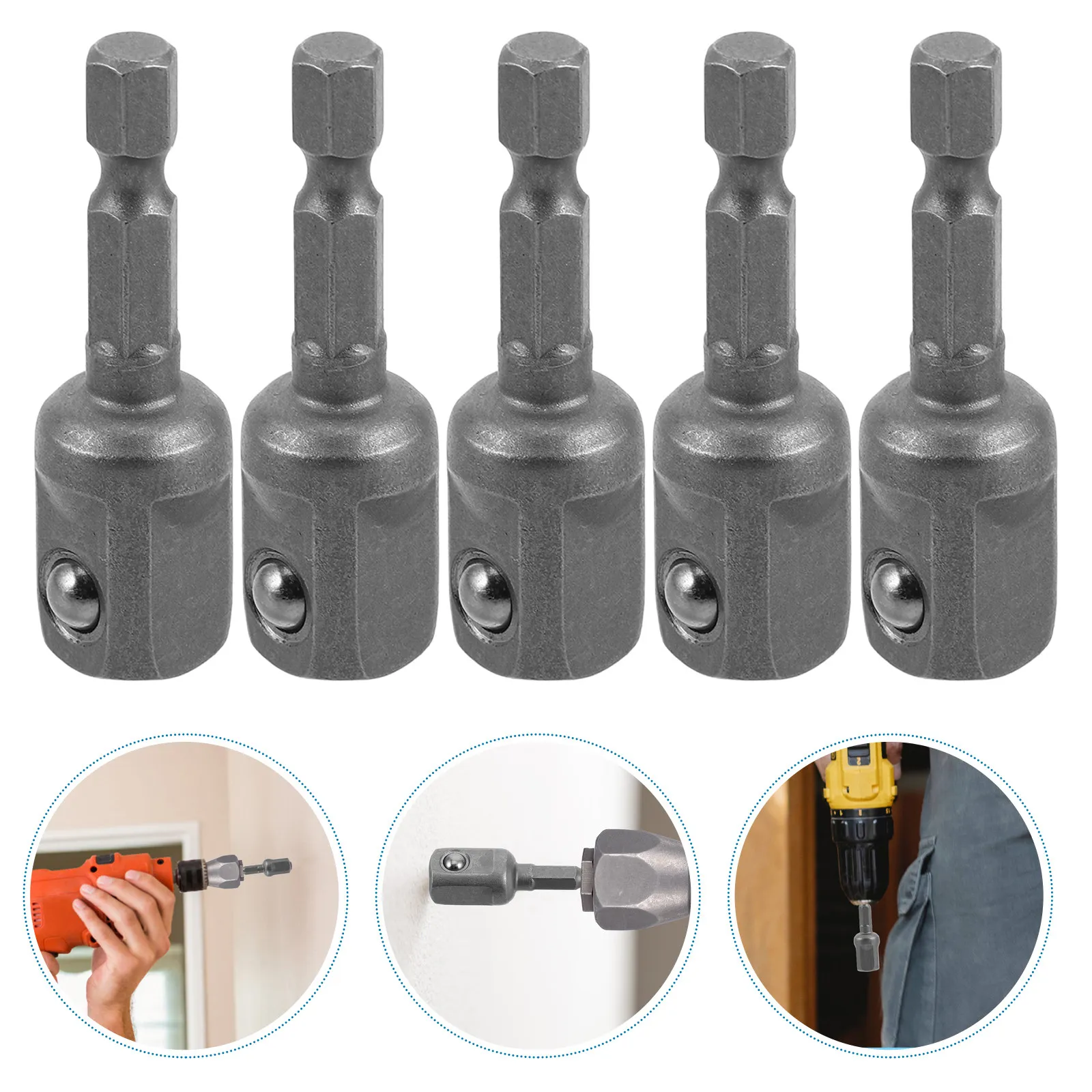 10Pcs Impact Adapter Square Socket Shank Extension Converter Adapter Set for Power Drill Socket Bit Extension Repair Tools