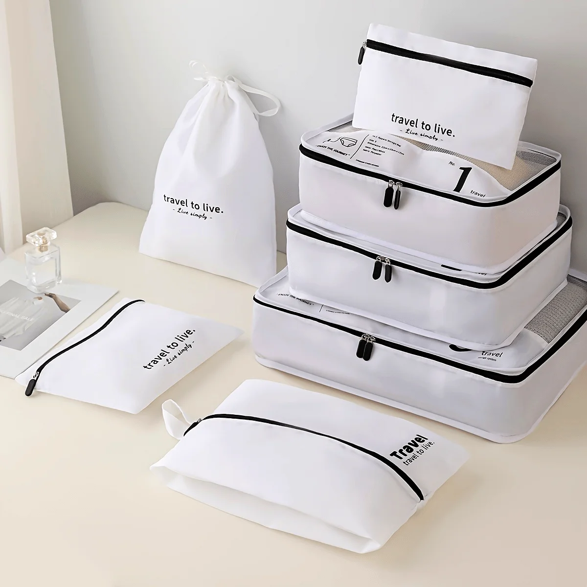 

7-Pack Portable Travel Storage Set - Suitcase Organizers for Clothes/Underwear/Shoes, Unisex Business Trip Essentials