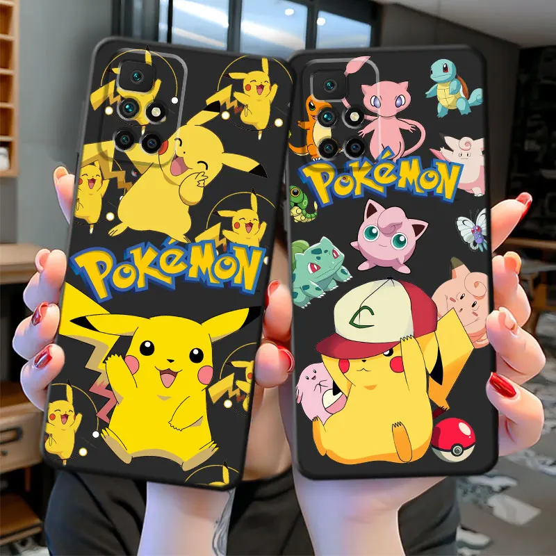 Pikachu Pokemon Cute Funda for Xiaomi Redmi Note 7 11 Pro 9 8 10S 10 Lite 8T 11S 9S 11T Note10 5G Pro+ Pro 11E Black Case