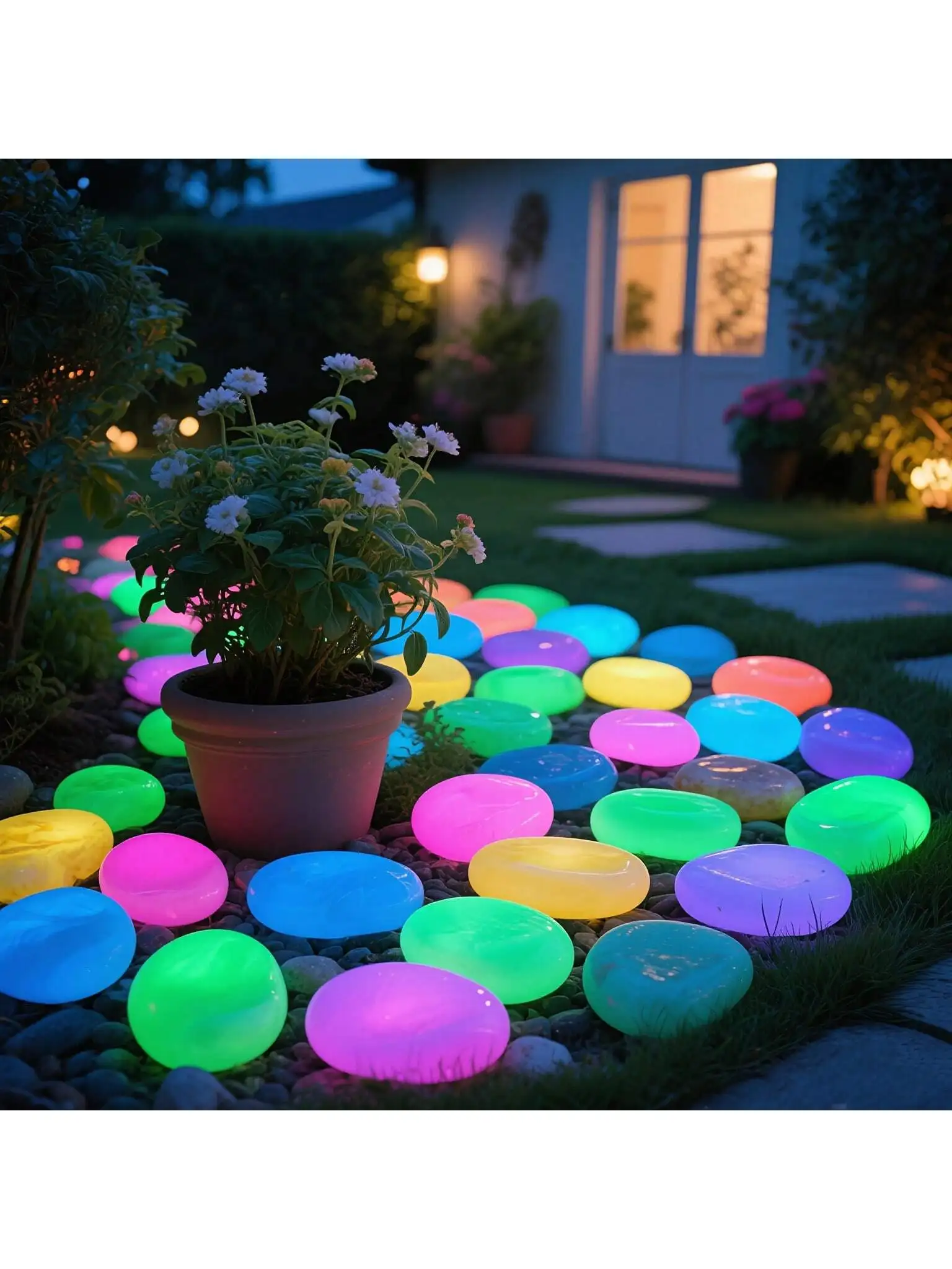 200 pieces of artificial resin decorative stones, which absorb light like mysterious messengers by day