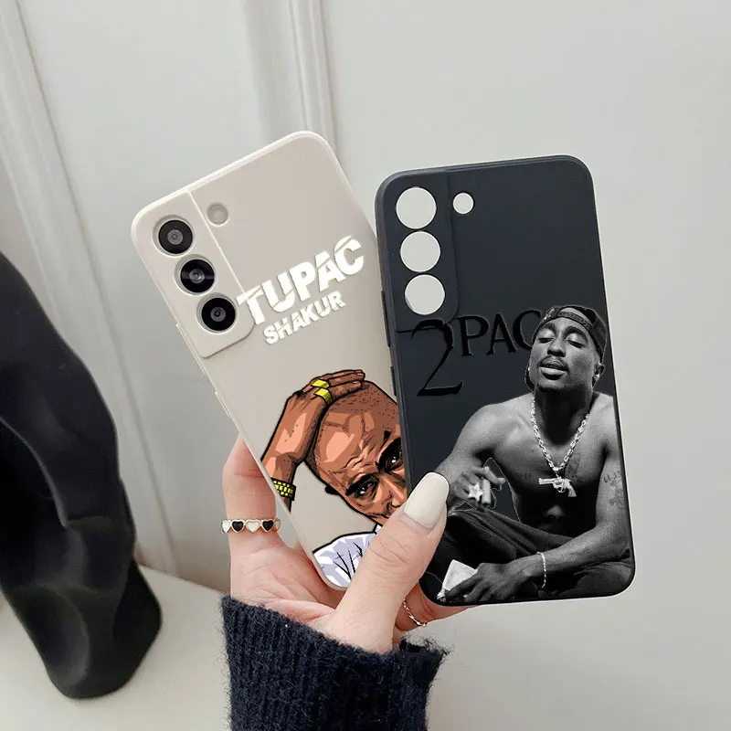 2PAC Tupac Rapper Hip Hop Liquid Silicon Case For Samsung Galaxy S24 S23 S22 Ultra Plus S21 S20 FE S10 S23 5G Luxury Phone Cover