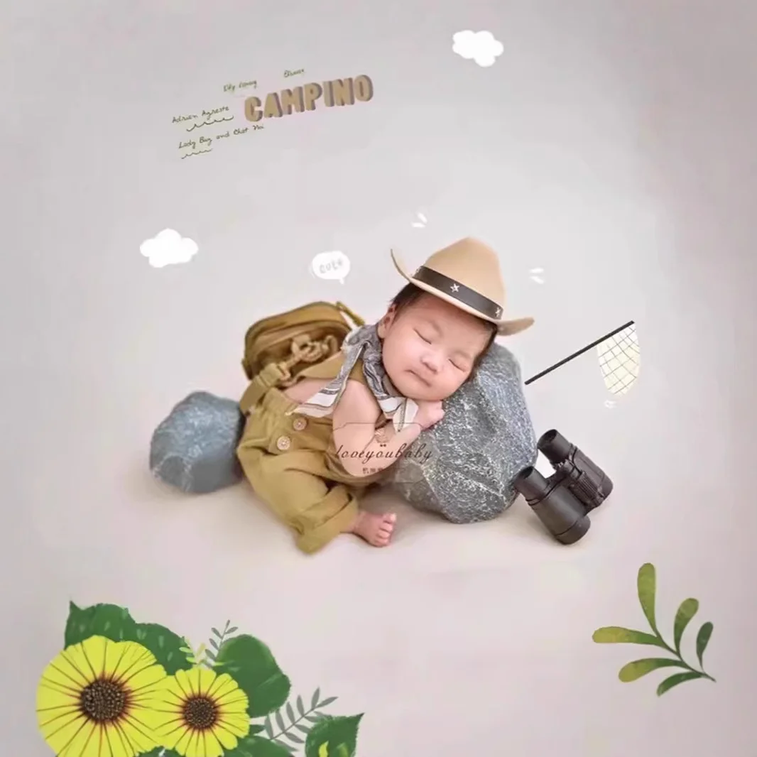 ❤️Newborn Photography Clothing Hat+Work Pants+Tool Kit 3Pcs/Set Studio Baby Boy Photo Props Accessories Clothes Outfits