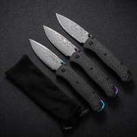 HighQualityExclusiveThickerJapanese imported damascus steel 13KCarbonFiber handle 35 folding knife outdoor camping folding knife