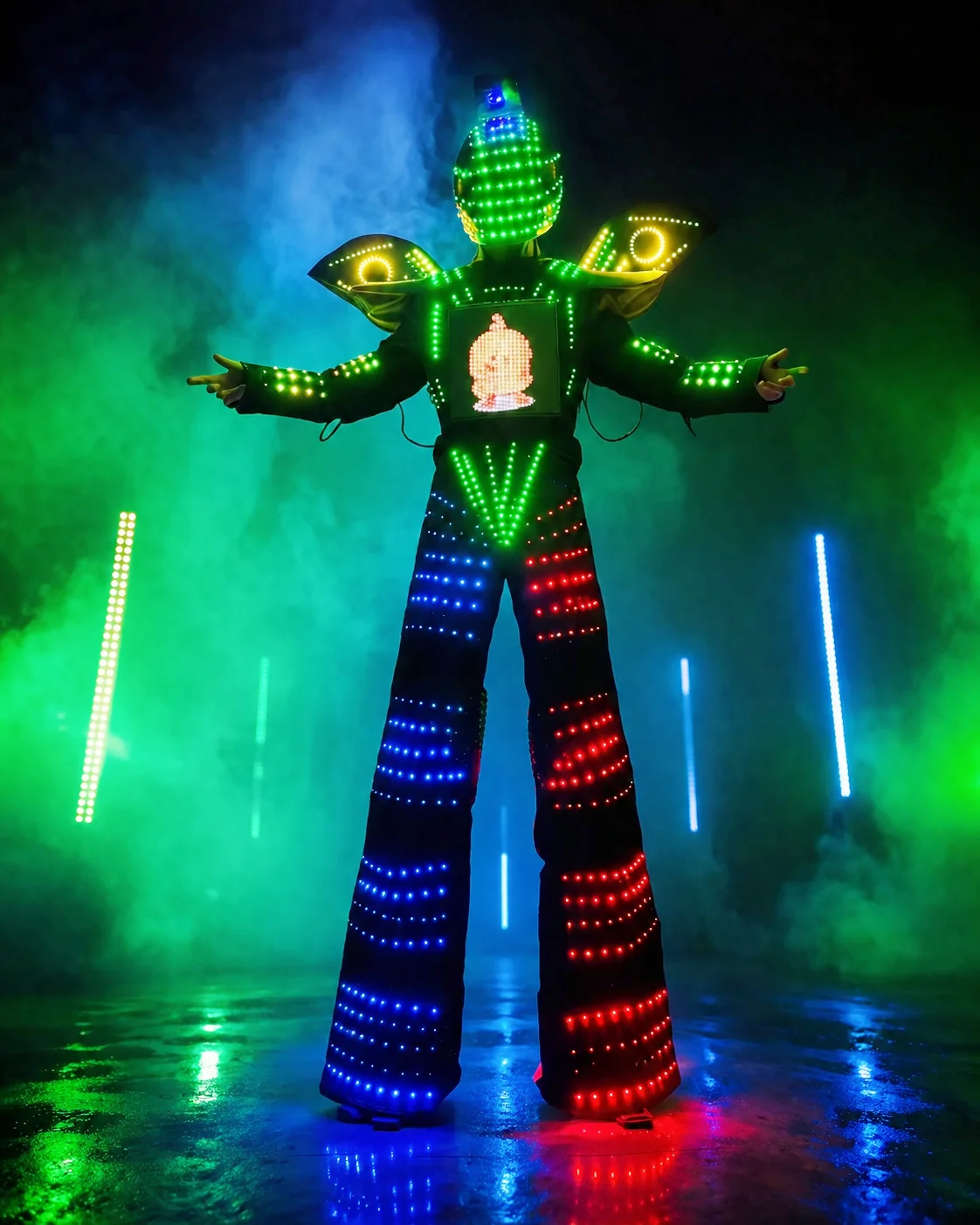 LED Mechanical Set Stilts Robot Clothing Bar KTV Adult Stage Performance Illusion Light Mecha Set