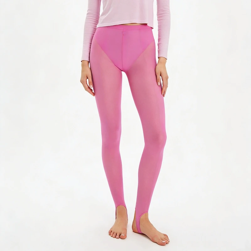Calças Legging Femininas Y2K de Cintura Alta Elástica Transparente, Ajuste Fino, Calças Compridas Justas, Leggings Esportivas para Yoga