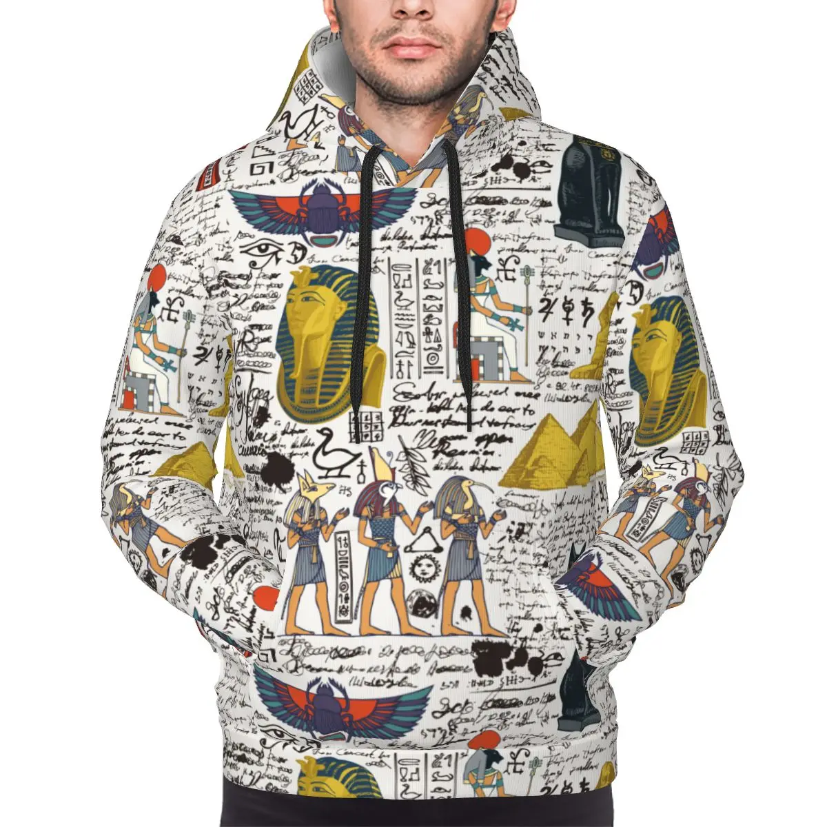 Ancient Egypt Theme Murals Culture Hoodie For Men Women Egyptian Pharaoh Gods Long Sleeve Sweatshirts Drawstring Hooded Shirt