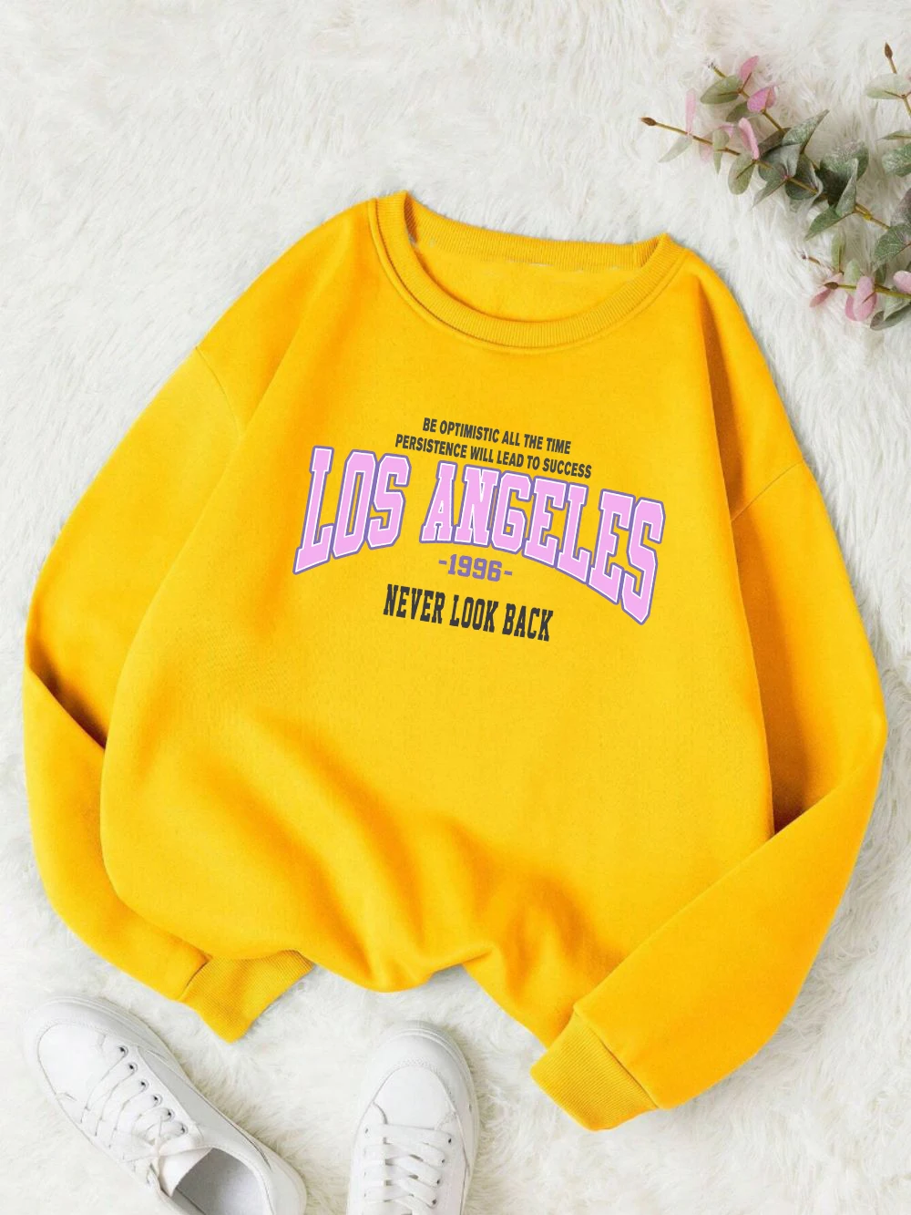 Street Woman Hoodie Los Angeles Never Look Back Printing Sweatshirt Fleece Comfortable Crewneck Pullover Autumn Female Clothes