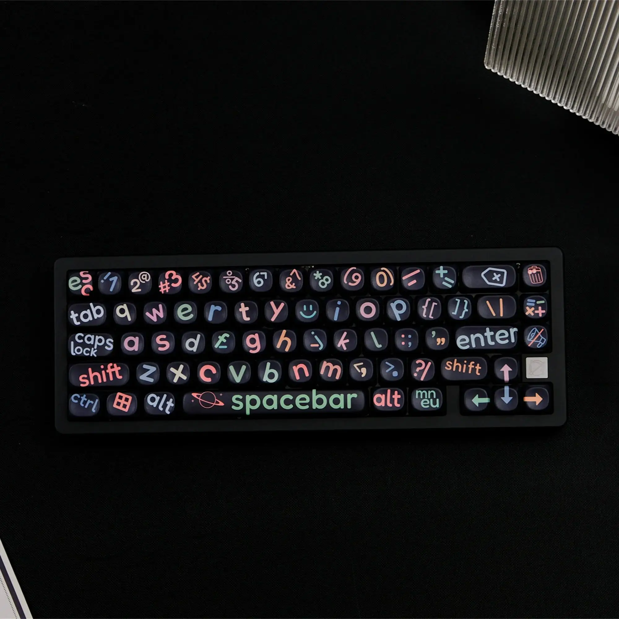 Black Irregular Letters Keycaps 126 Keys PBT Material MOA Profile DYE-SUB Personalized For CHERRY MX Switch Mechanical Keyboard