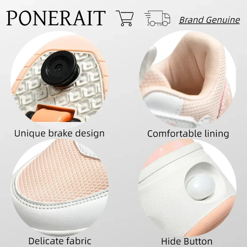 

Спортивная обувь на платформе, женская обувь на колесиках с тормозом, удобные дышащие сетчатые лезвия, роликовые коньки для девочек, детские кроссовки