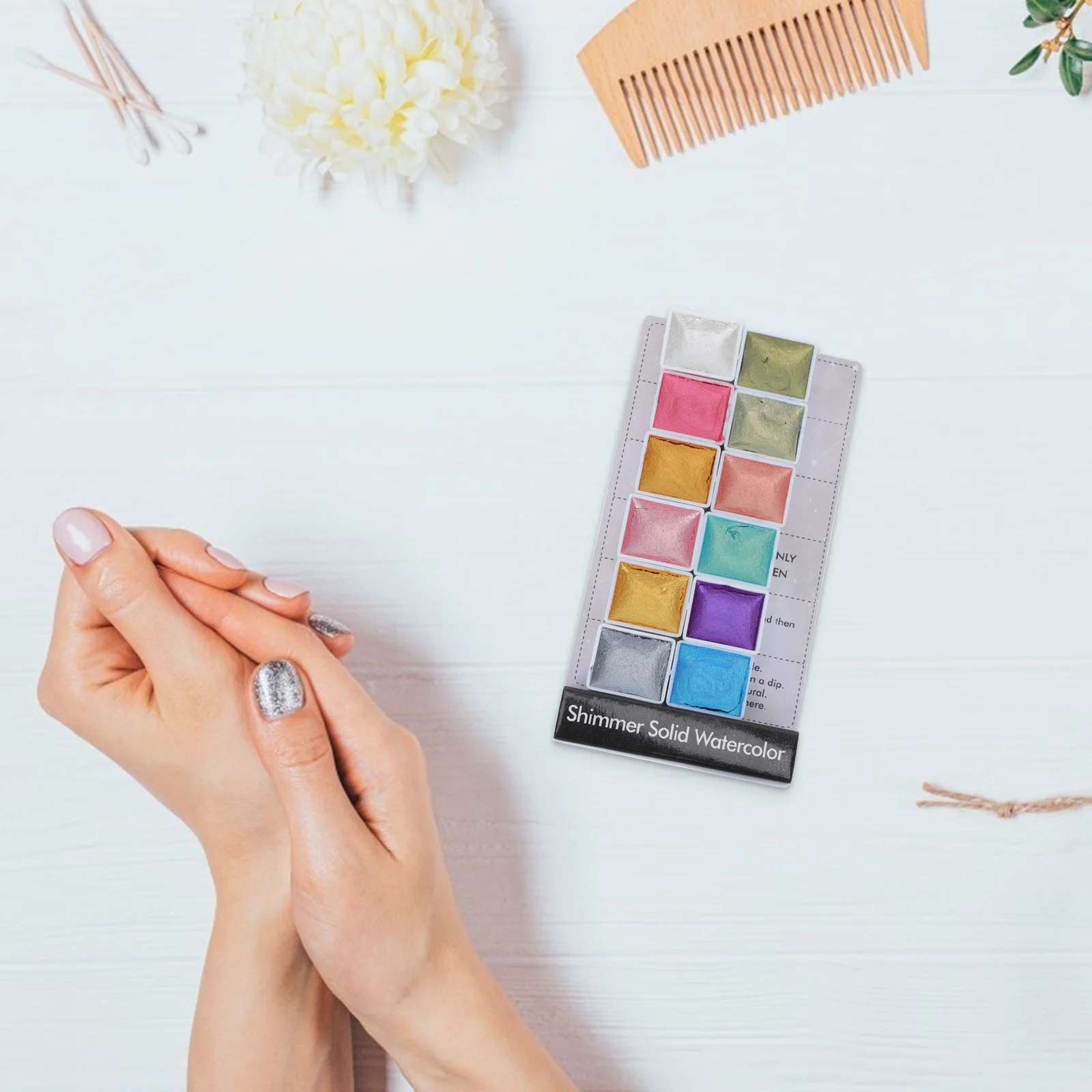 

1 Box Watercolor Solid Pearlescent Pigment Set Gold Powder Vibrant Pearlized Colors For Painting Manicure Art Craft Kids Artists