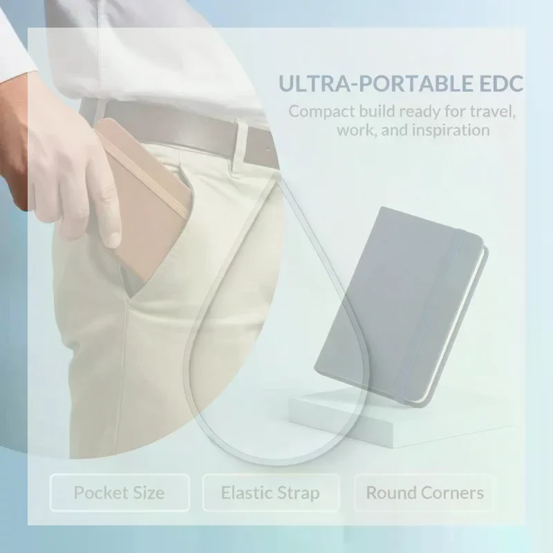 100 Sheets PU Leather Pocket Mini Notebook with Elastic Band for Student Exam Memo Writing