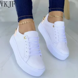 Sneakers da donna suola spessa Design di lusso punta tonda scarpe vulcanizzate da corsa 2023 sneaker Casual da studente in pelle di tendenza autunnale