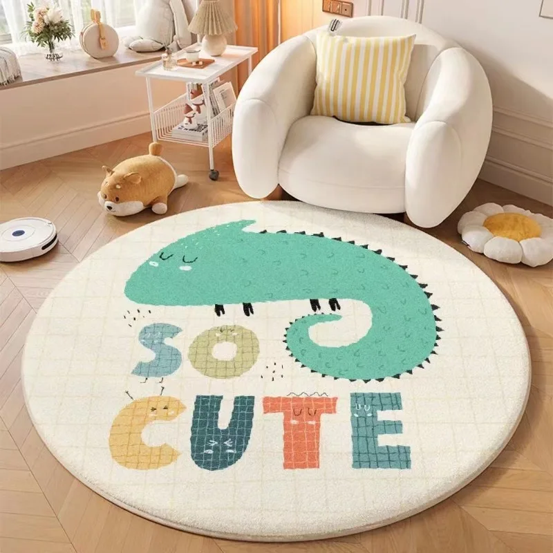 Living Room Carpet Cartoon Animal Childlike Round Coffee Table Sofa  Imitation Cashmere Plush Rug Bedroom Bedside Mats Alfombra