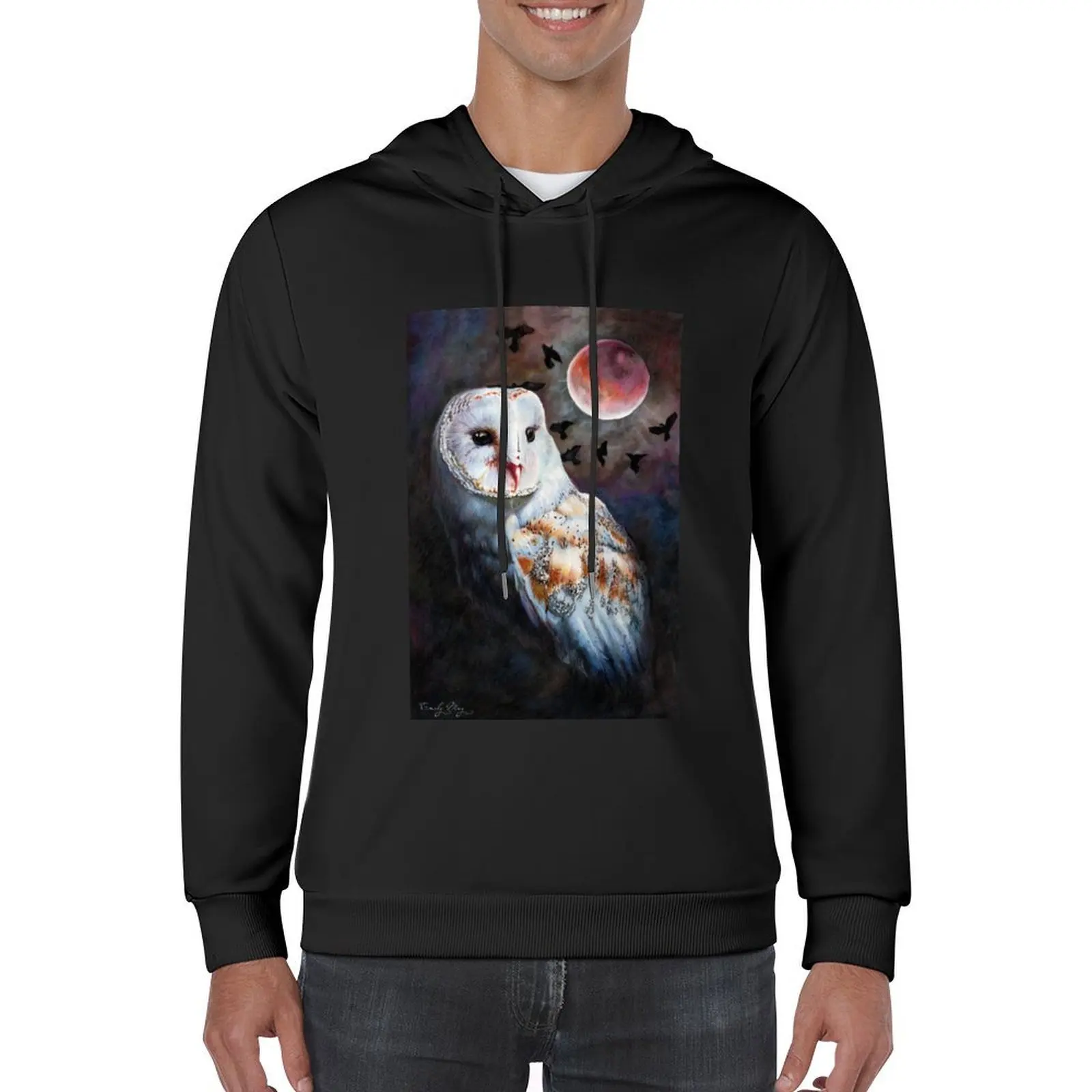 Owl of the Blood Moon Heart Hoodie autumn jacket men men's sweat-shirt set men wear hooded shirt hoodie oversize