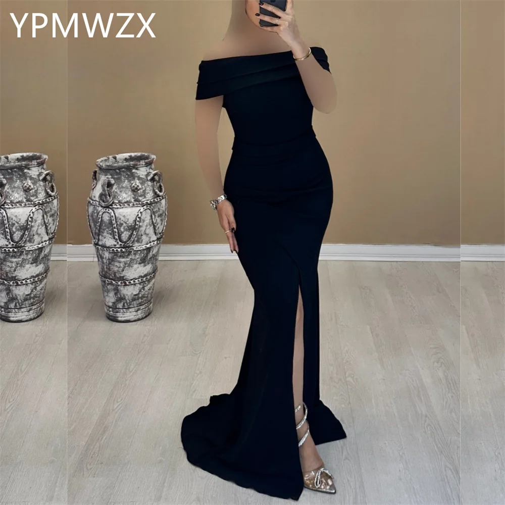 

Customized Prom Gown Evening Formal Dress Women YPMWZX Off-the-shoulder Column Floor Length Skirts Vertically Bespoke Occasion D