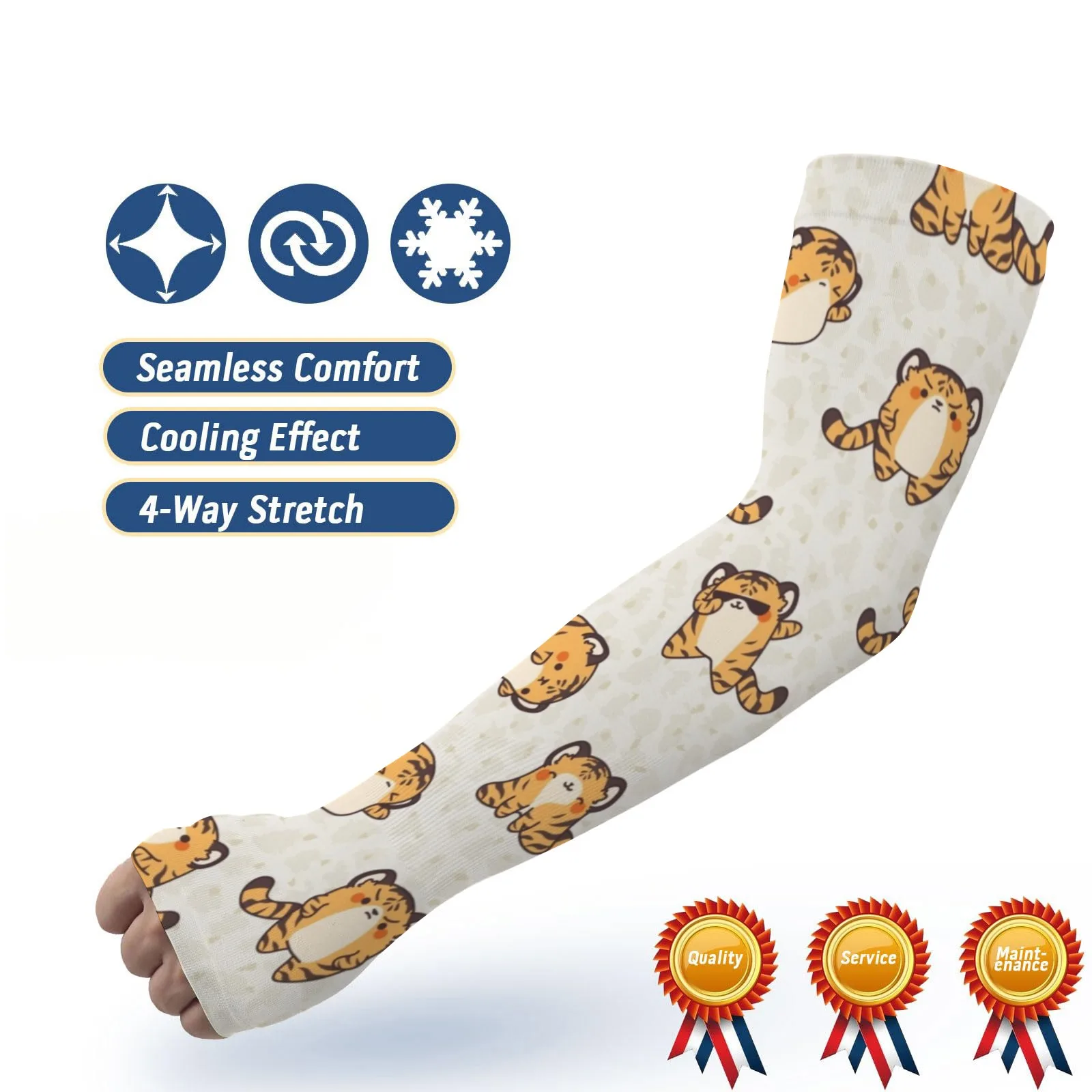 Romanzo elegante e carino con motivo tigre stampe UV - Manicotti da ghiaccio elasticizzati e traspiranti con protezione UV - Regalo perfetto per l'uso esterno