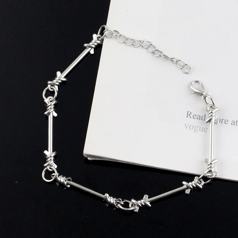 Barbed Wire Stainless Steel Bracelet - Unique Punk Barbed Wire Little Thorns Bracelet Design Jewelry for Men/Women