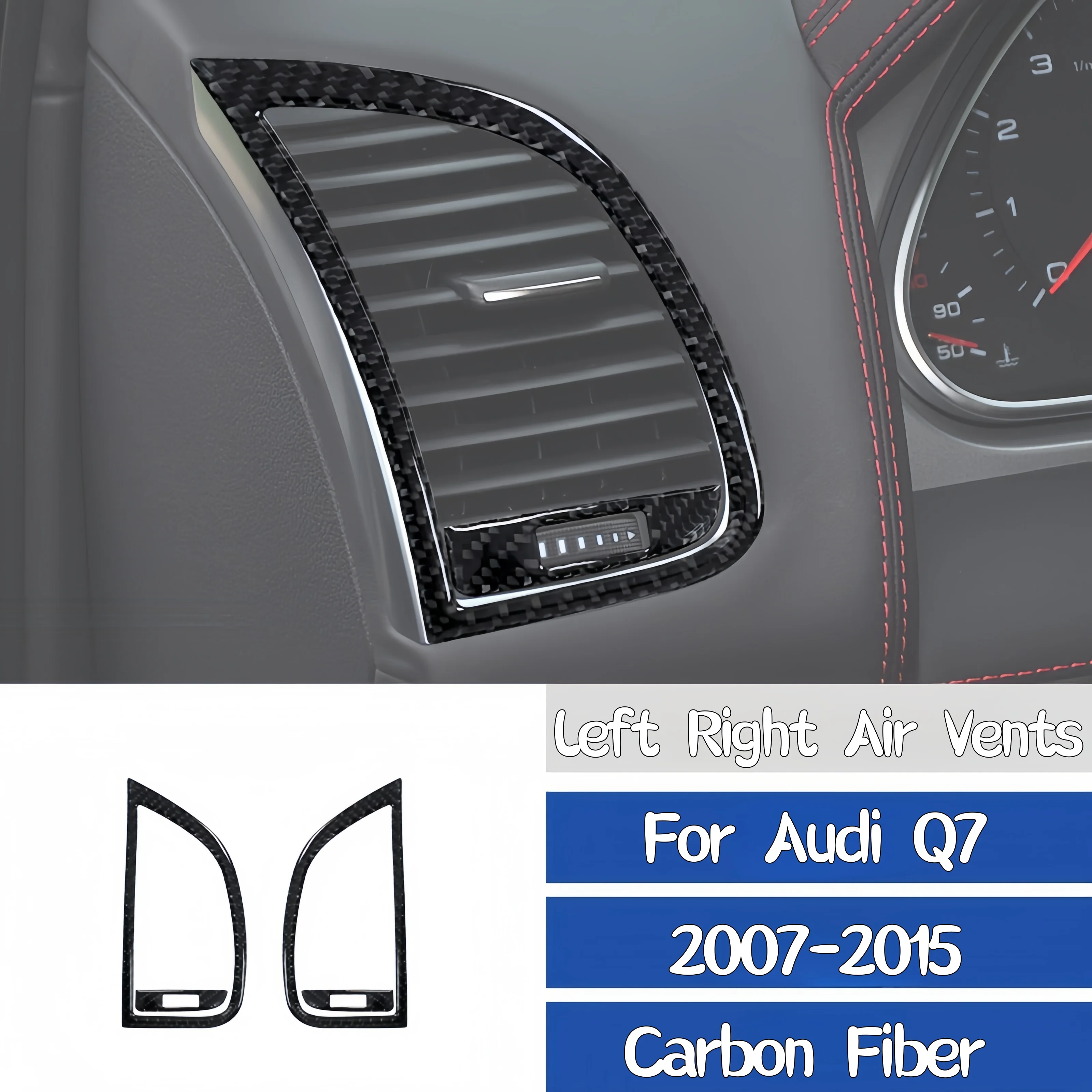 

Для Audi Q7 2007-2015 приборная панель автомобиля из углеродного волокна, левая и правая панель вентиляционных отверстий, декоративная наклейка, авто Зуehör