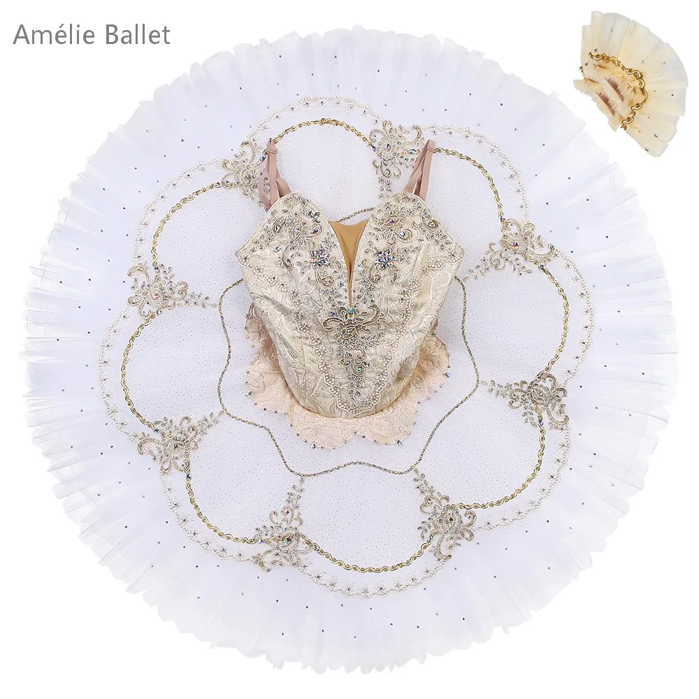 B25036 New Ivory Professional Ballet Tutu Made-to-Order Ballet Costumes Performance Tutu for YAGP or Stage Performance