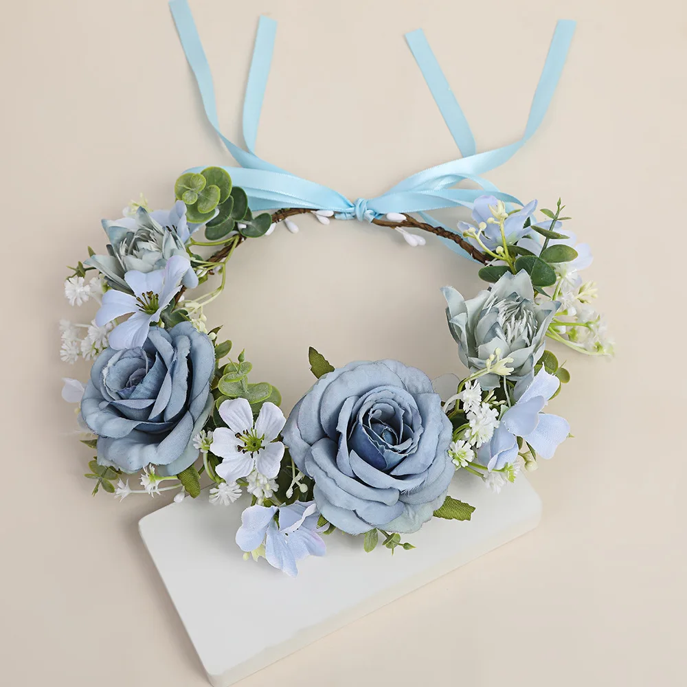 

1pc Bohemian Flower Crown Lady Elegant Artificial Flower Mori Wreath Hair Band Girl Outdoor Beach Photography Hair Accessories