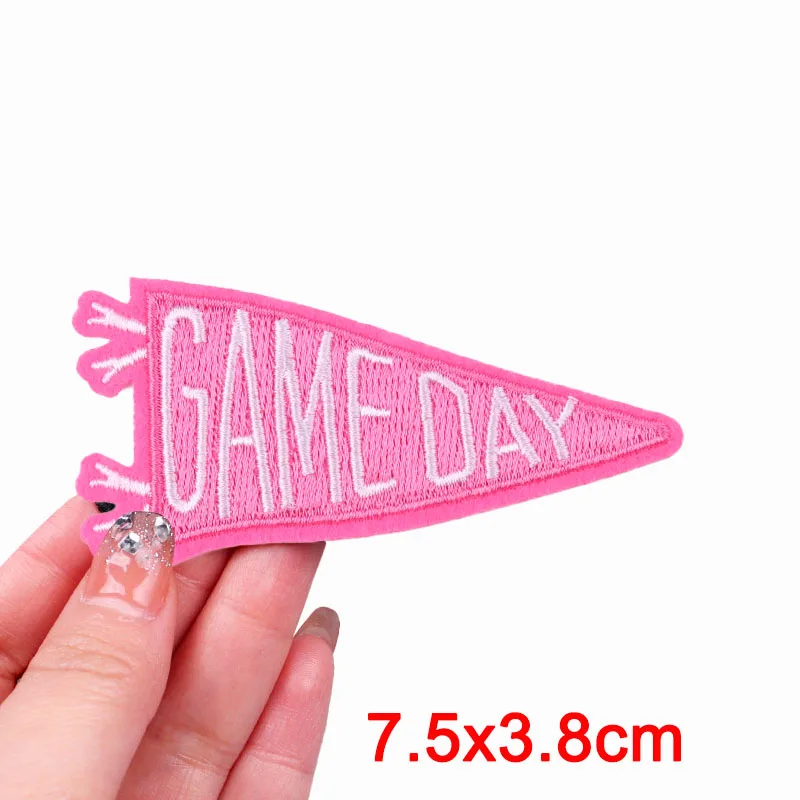 Sport Football Game Day Embroidered Patches American Football Pennant Cheerleader Iron On Patches For Clothes Game Day Patch view 3