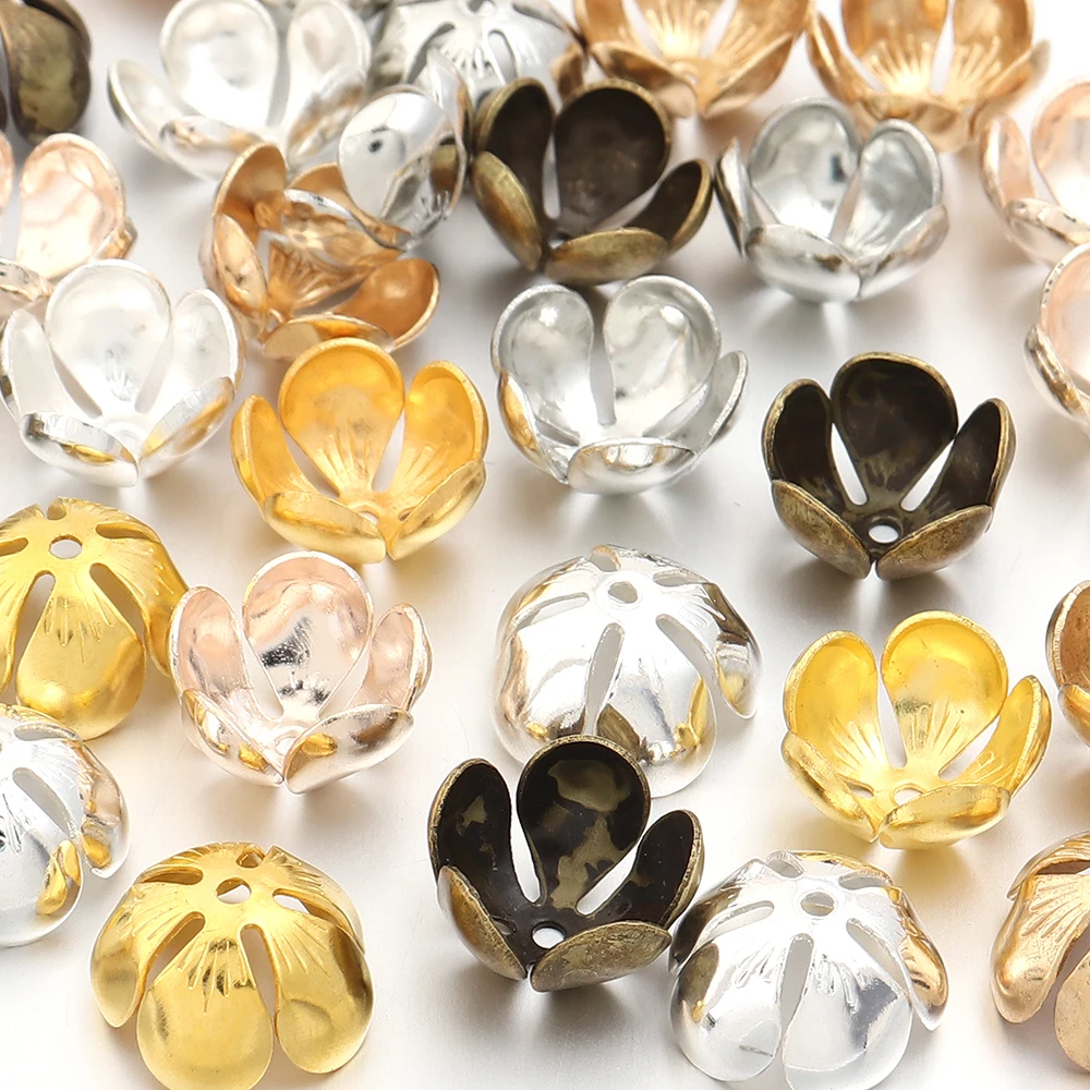 50pcs/lot Metal Flower Bead Caps Iron Flower End Caps Spacer Beads for DIY Bracelet Necklace Earring Jewelry Making Findings