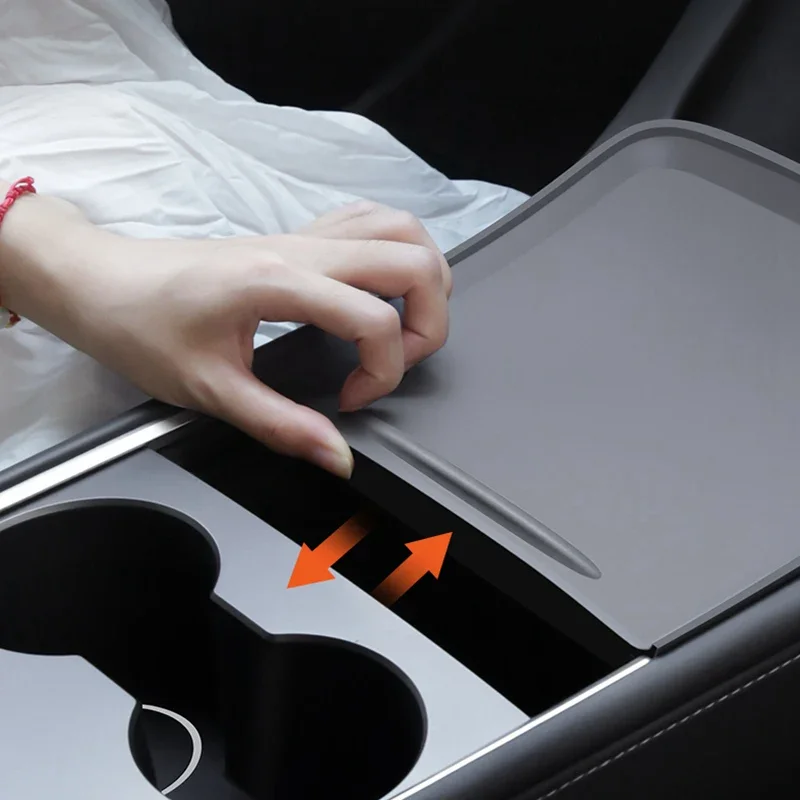 For Tesla Model Y Model 3 Central Control Anti-skid Silicone Pad Push-pull Protective Film Anti-slip Pad Car Interior Accessorie